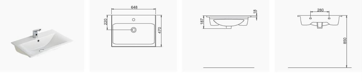 Seramiksan Luna Flat Lavabo 65 CM
