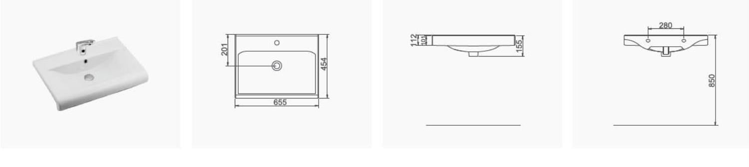 Seramiksan Luna Yarım Tezgah Lavabo 65CM