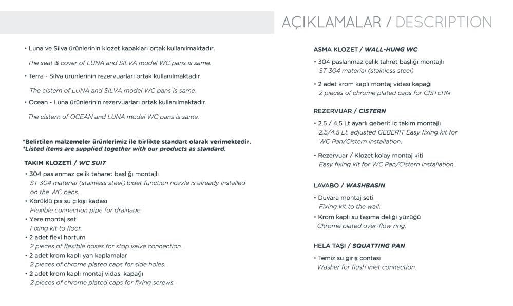 Seramiksan Ocean Plus Duvara Dayalı Sıfır Klozet+İç Takım+Kapak