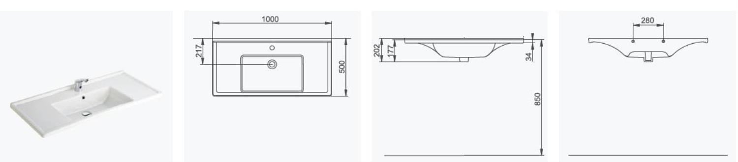 Seramiksan Silva Kare Hilton Dolap Uyumlu Etajerli Lavabo 100CM