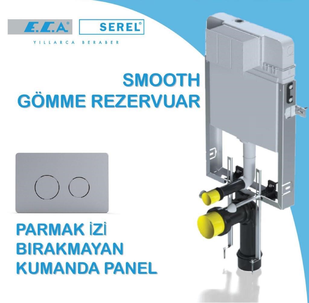 Serel Smooth Asma Klozet İçin Metal Ayaklı Gömme Rezervuar Tam Takım Set