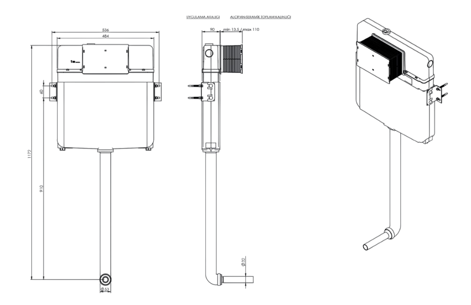 Serel Smooth Hela Taşı İçin Gömme Rezervuar T020140