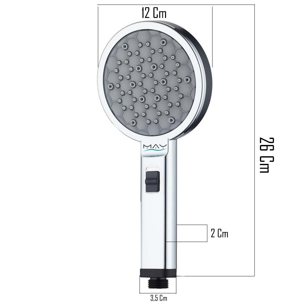 T-MAY Banyo Gediz El Duş Başlığı Tasarruflu 2 Fonksiyonlu Krom