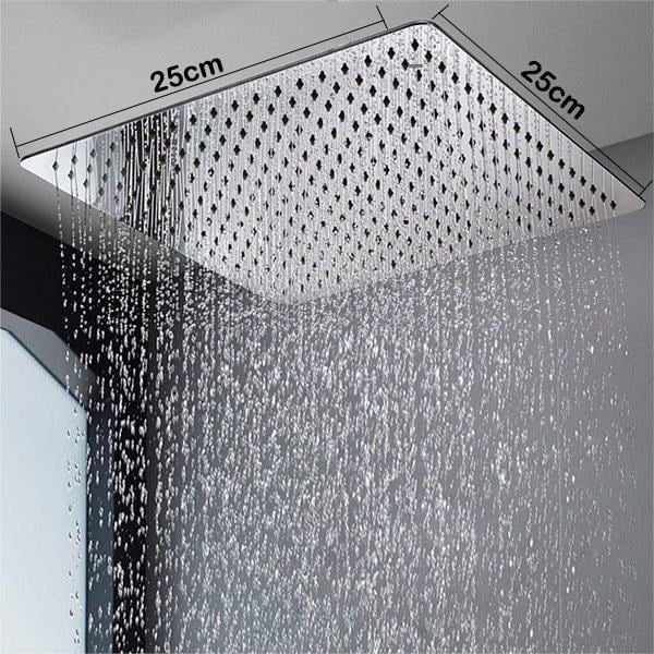 T-MAY Banyo Sart Kare Tepe Duş Seti Başlığı 25x25 Paslanmaz Metal