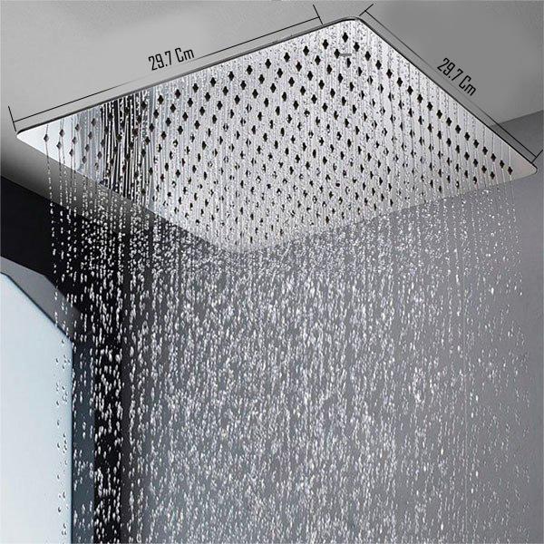 T-MAY Banyo Sart Kare Tepe Duş Seti Başlığı 30x30 Paslanmaz Metal