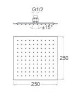 T-MAY Banyo Sart Kare Tepe Duş Seti Başlığı 25x25 Paslanmaz Metal