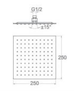 T-MAY Banyo Sart Kare Tepe Duş Seti Başlığı 25x25 Paslanmaz Metal