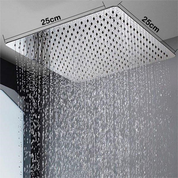 T-MAY Banyo Sart Kare Tepe Duş Seti Başlığı 25x25 Paslanmaz Metal