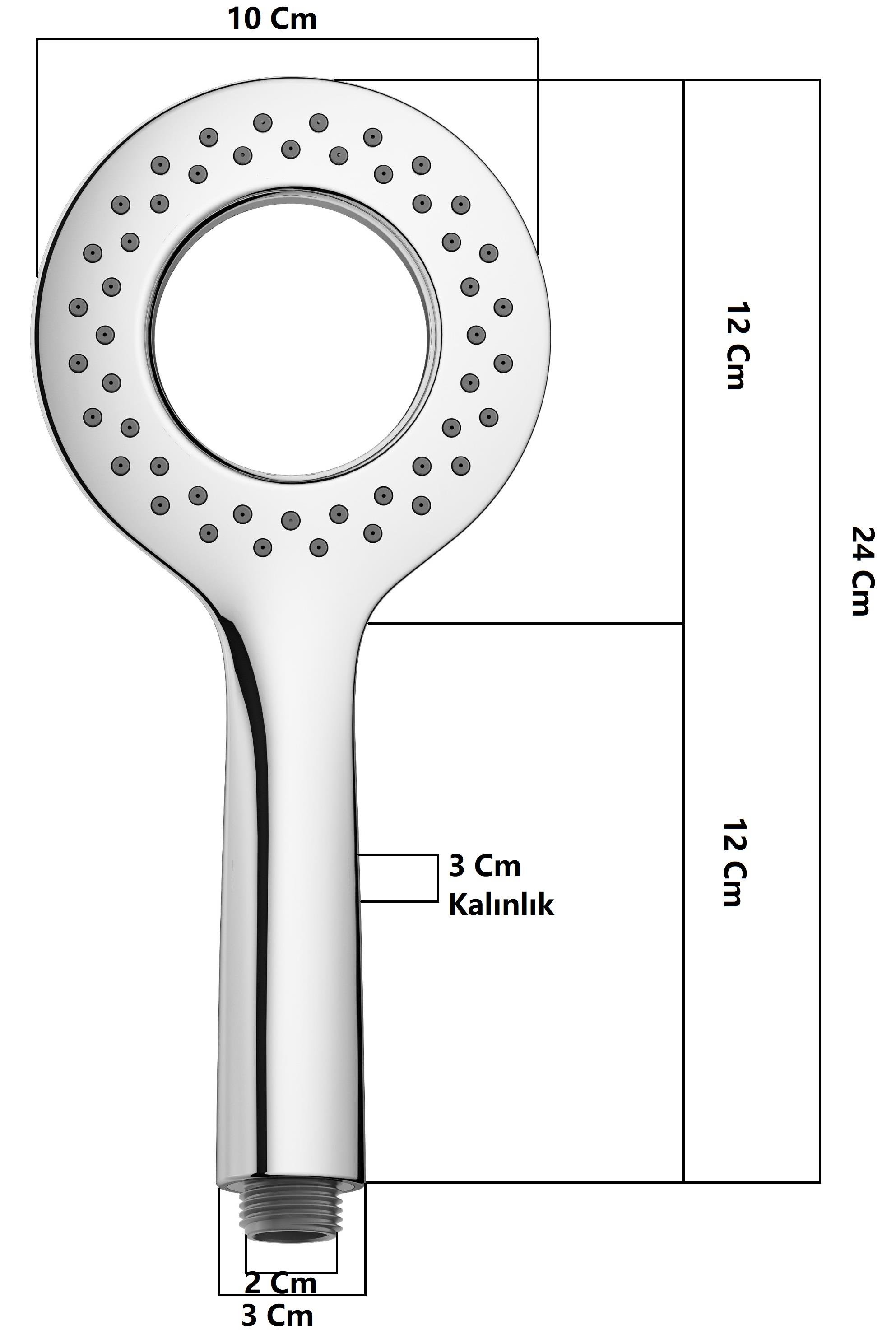 T-MAY Kalemli Yuvarlak El Duş Seti Başlığı Tasarruflu 
