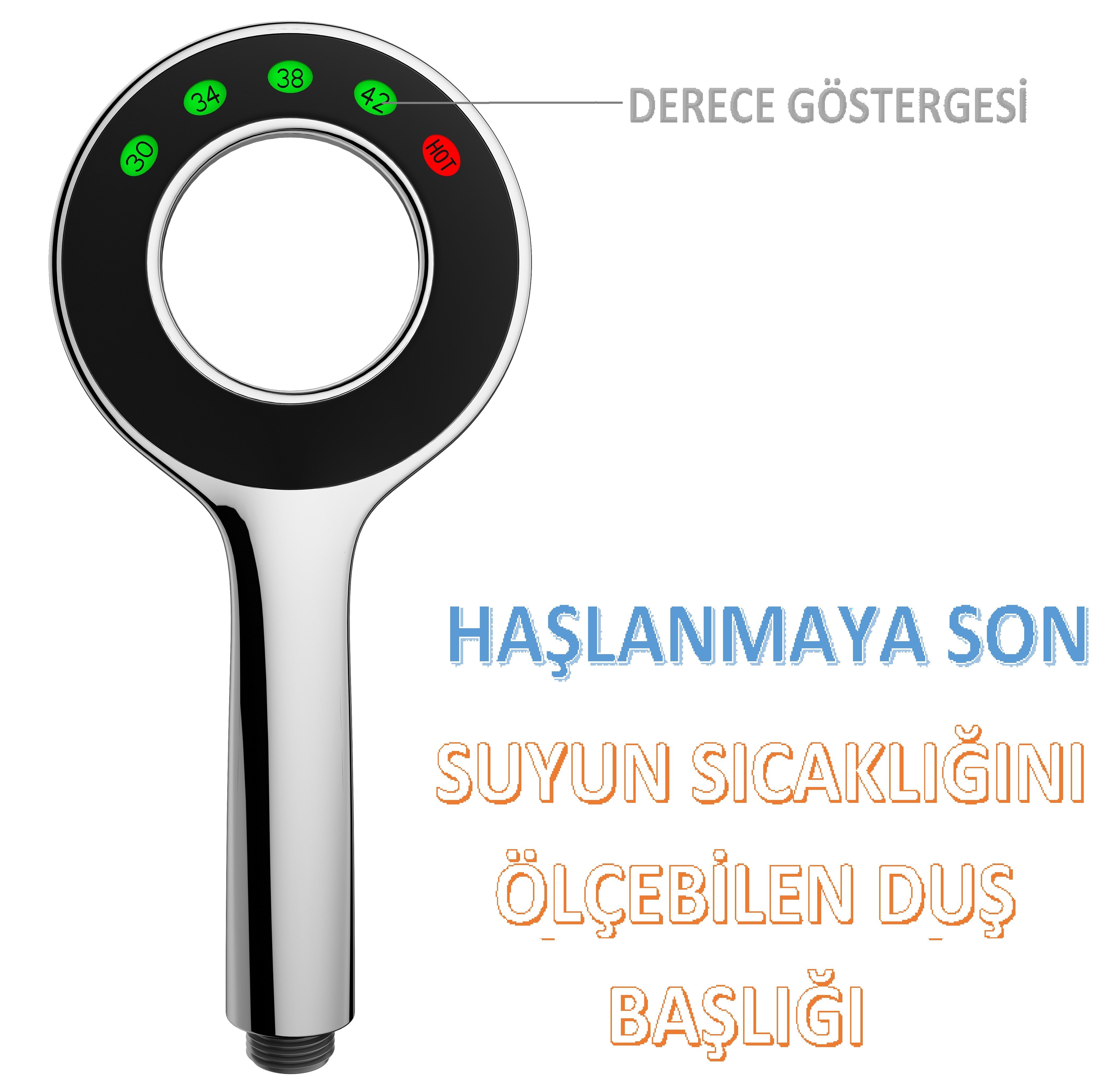T-MAY Kalemli Yuvarlak El Duş Seti Başlığı Tasarruflu 