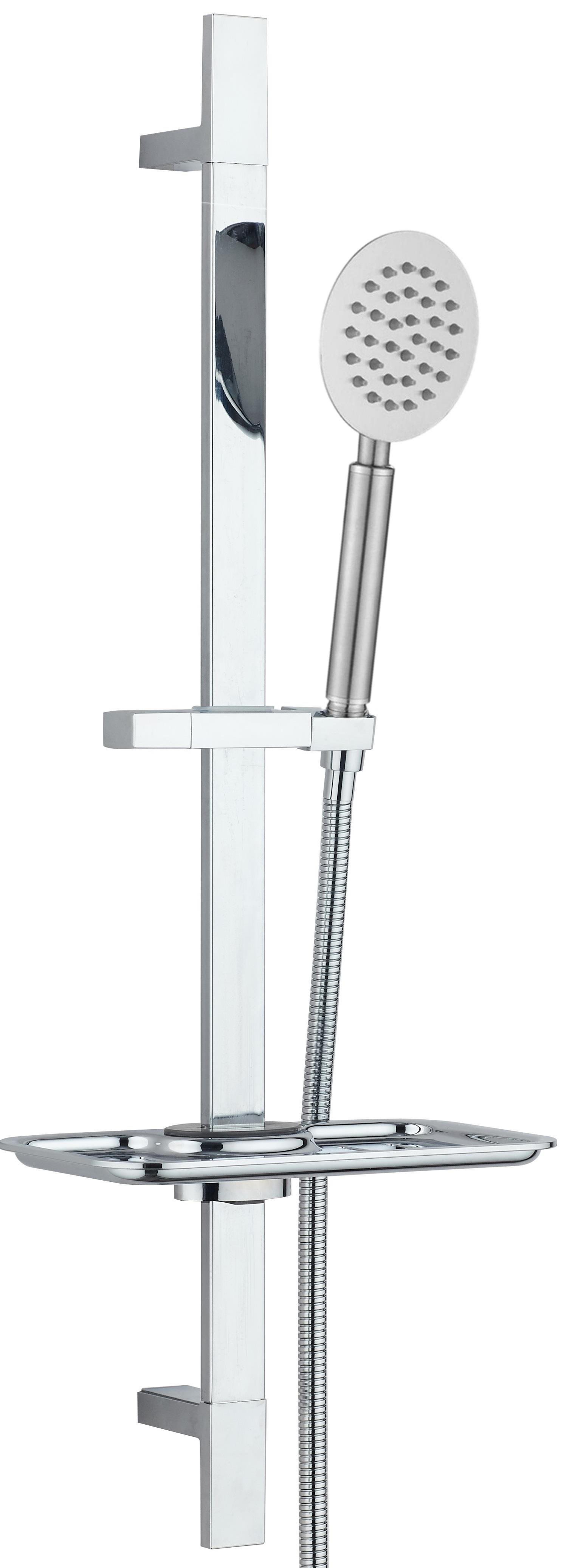 T-MAY Sardes Mat İnox Kare Borulu Hareketli Sürgülü Duş Seti Üst Takımı