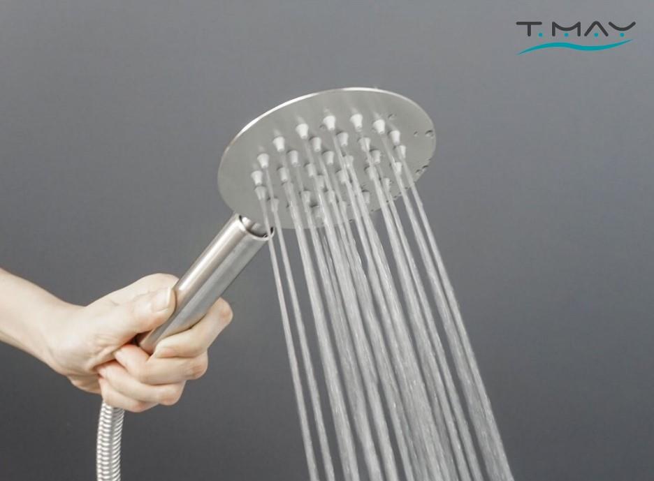 T-MAY Sardes Mat İnox Oval Borulu Hareketli Sürgülü Duş Seti Üst Takımı