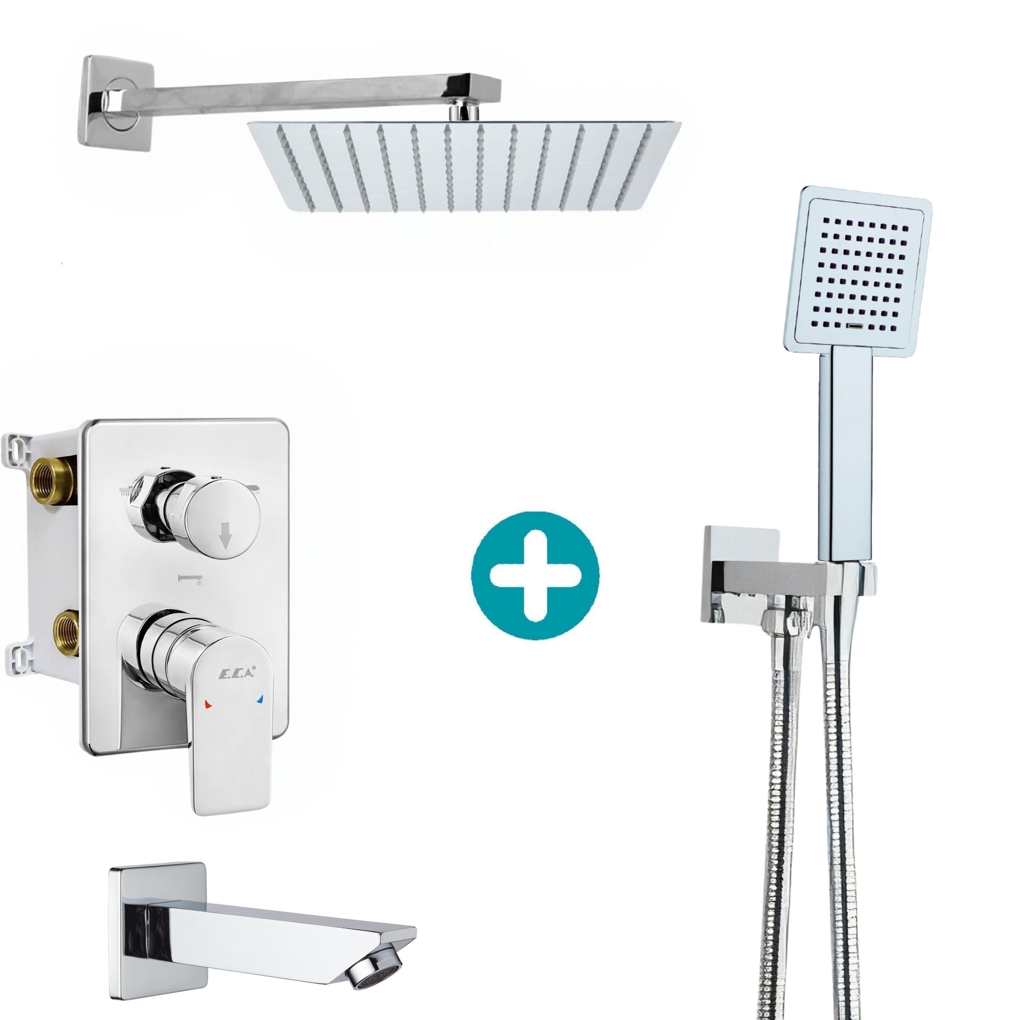 T-MAY Sart-Ç Ankastre Gömme Banyo Bataryası Duş Seti (Sıva Altı Eca) Tüm Parçalar Dahil 25x25 Başlık