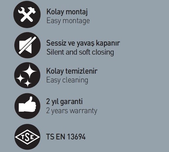 T-MAY Smart Soft Close Yavaş Kapanan Amortisörlü Klozet Kapağı