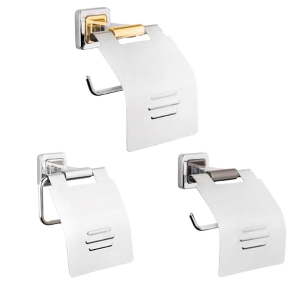 Tema Banyo Local Tuvalet Kağıtlığı Kapaklı Titan Renkli Krom      71511-2
