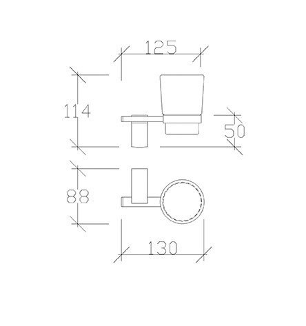 Tema Banyo Premium Diş Fırçalık Cam Duvara Monte Krom 71004