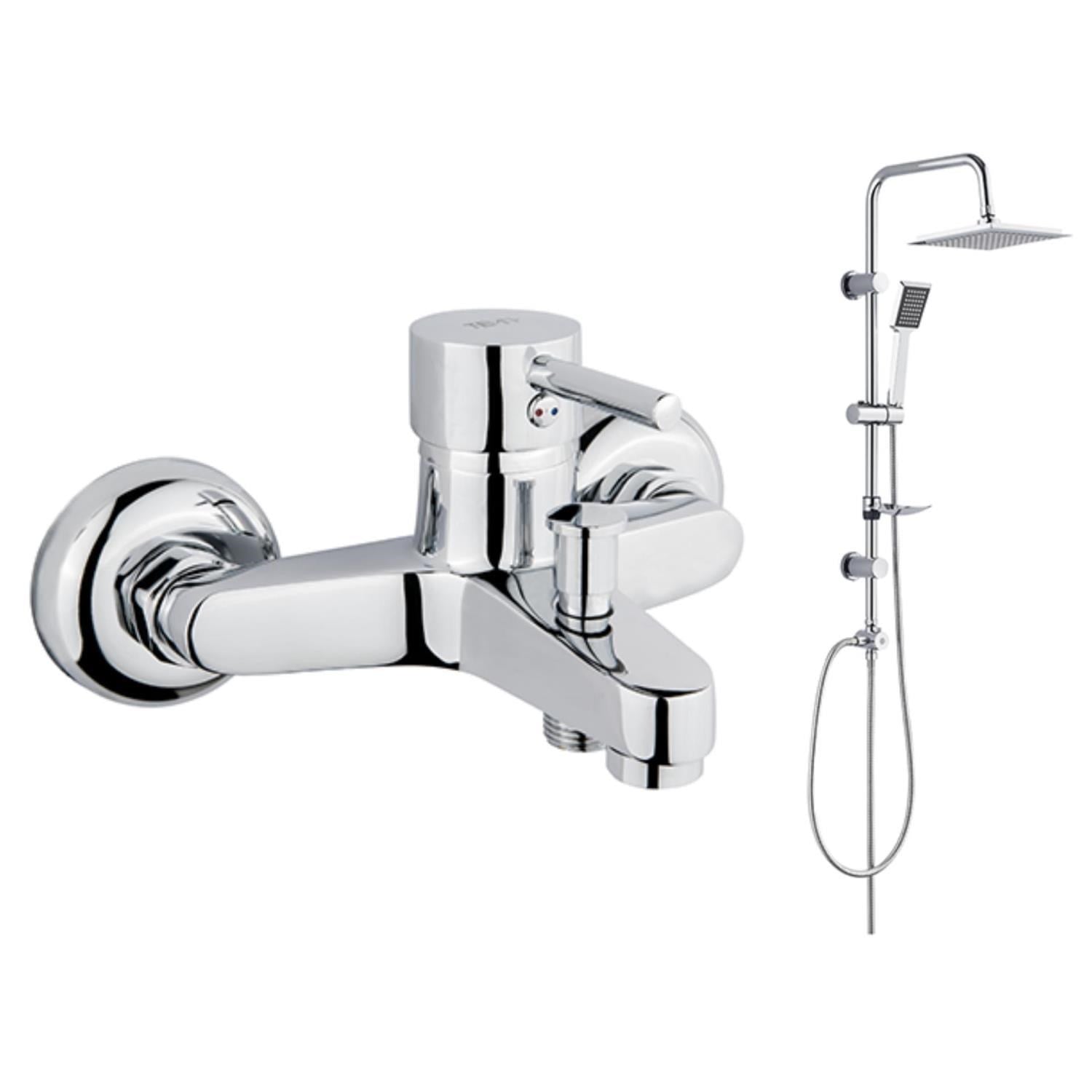 TEMA Tulip Banyo Bataryası 61091+TEMA Rain Quadro Banyo Tepe Duş Takımı 53240 2'li Set