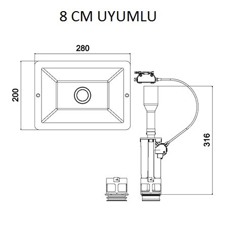 Tema Üniversal Değişim Kiti Tamir Set Gömme Rezervuar Yedek Parça