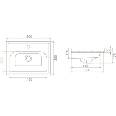 Turkuaz Cerastyle Frame 50x38 cm Etajerli Lavabo 030900-U