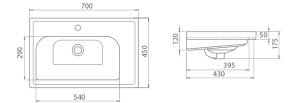 Turkuaz Cerastyle Frame 70 cm Etajerli Lavabo 031100-u