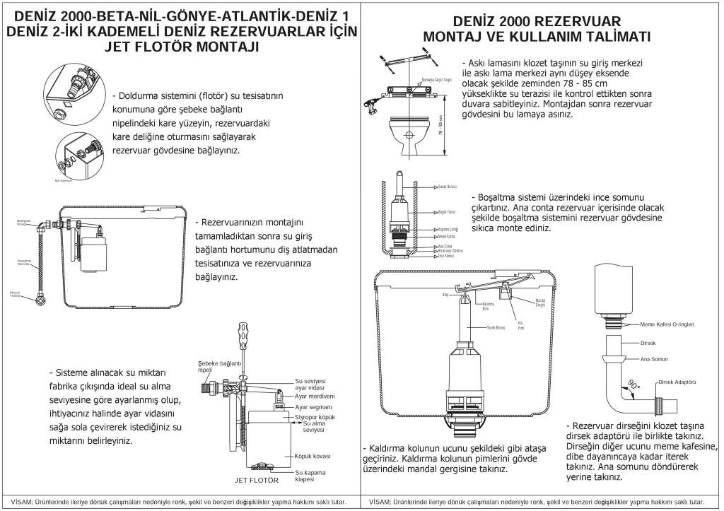 VİSAM Deniz 2000 Stoplu Klozet Üstü Basma Rezervuar 413-001