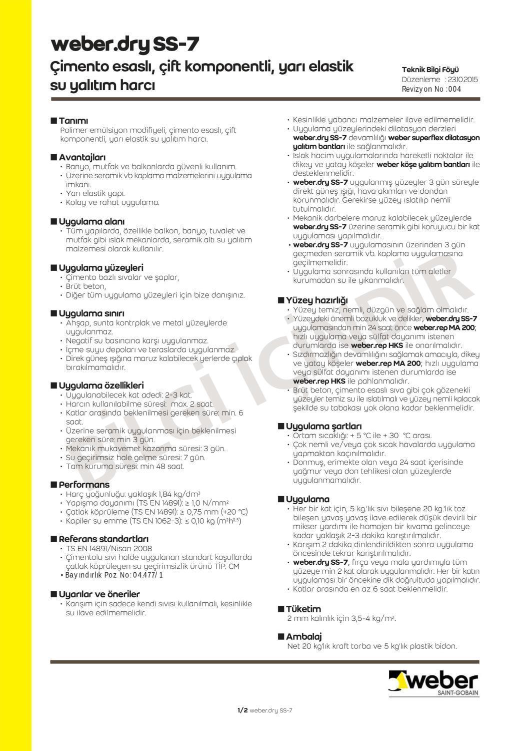 WEBER.DRY Elastik Su Yalıtım Harcı SS7 Sıvı Yalıtım Harcı Hediyeli
