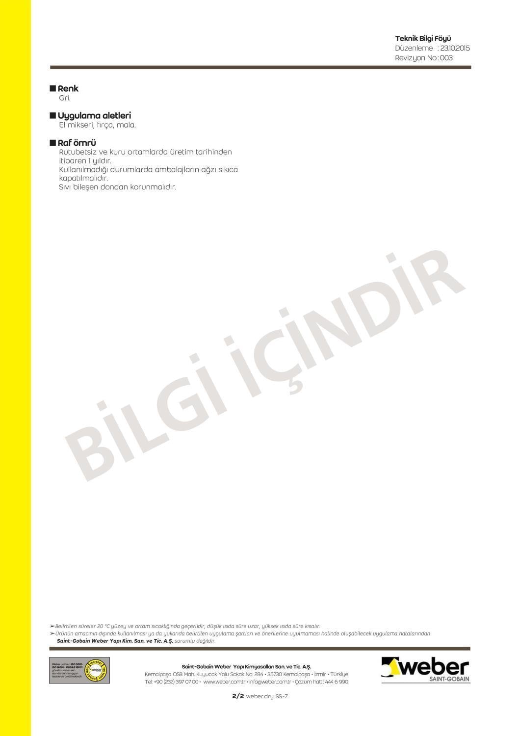 WEBER.DRY Elastik Su Yalıtım Harcı SS7 Sıvı Yalıtım Harcı Hediyeli