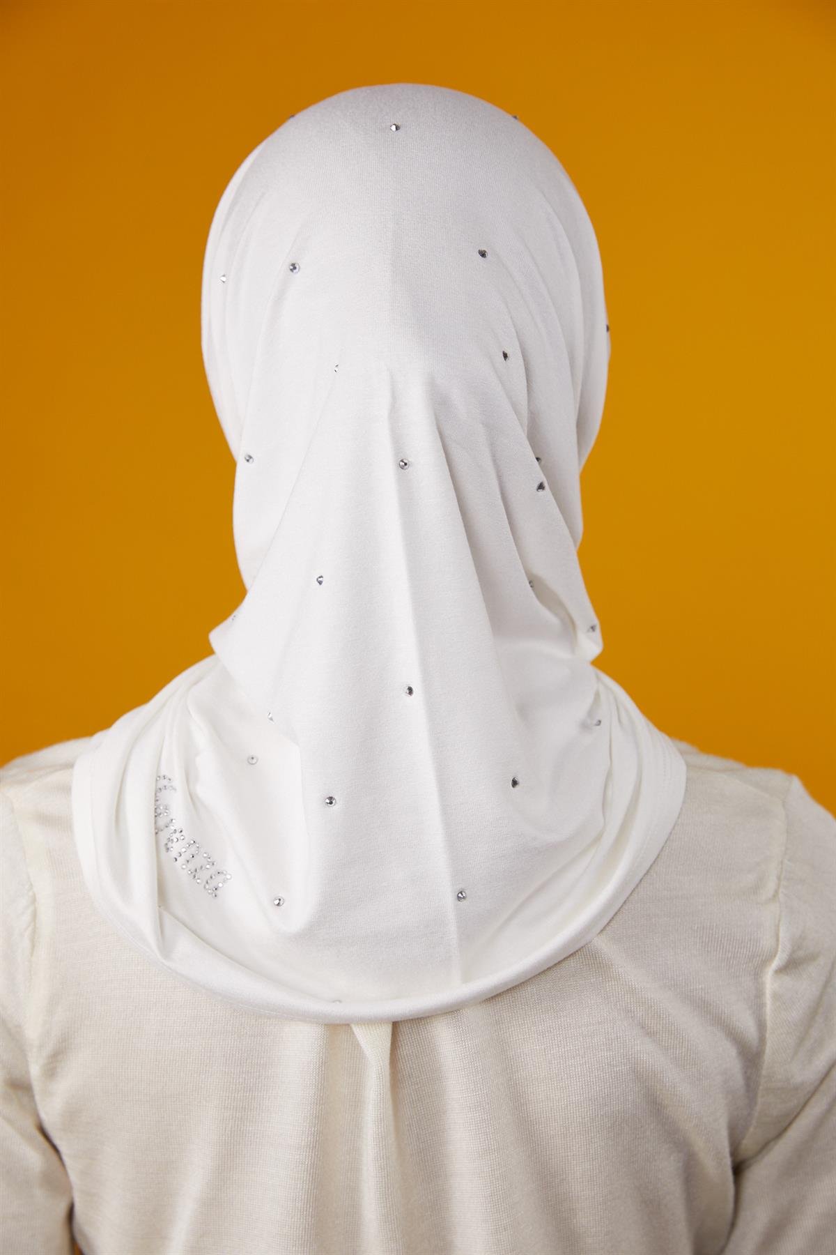 Asya Taşlı Bone-Beyaz