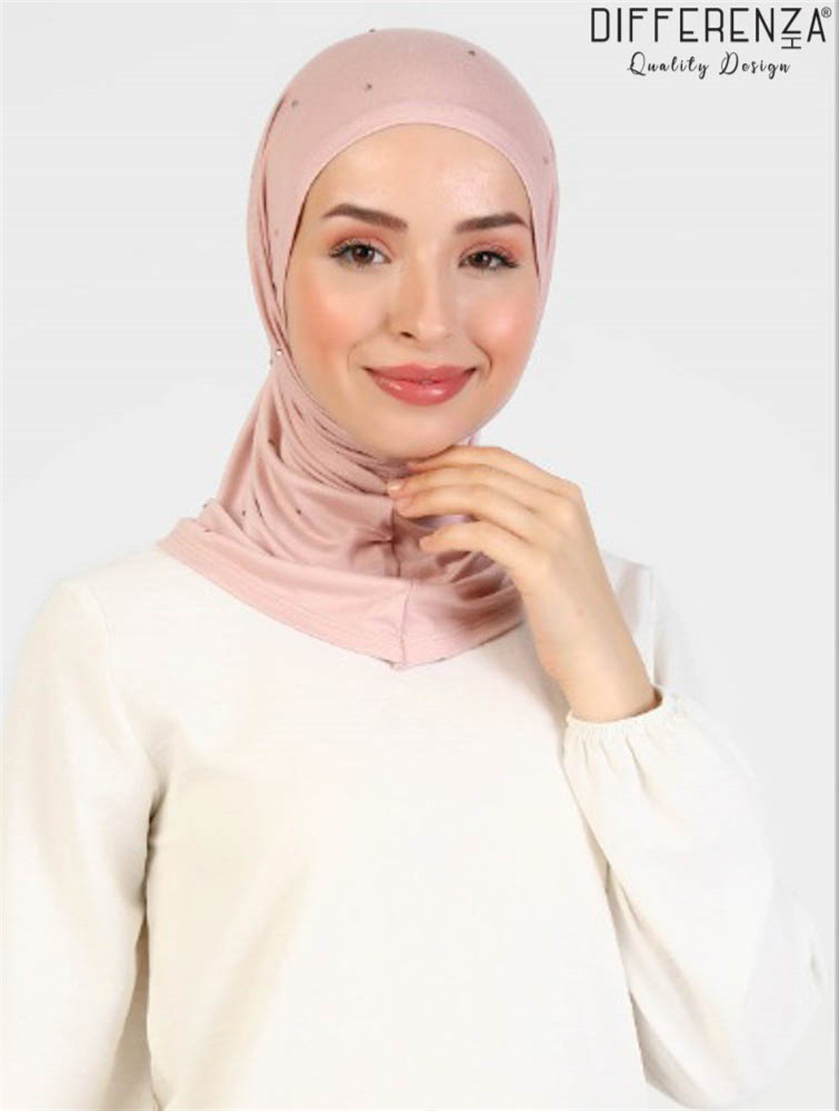 Asya Taşlı Bone-Gümüş Pudra