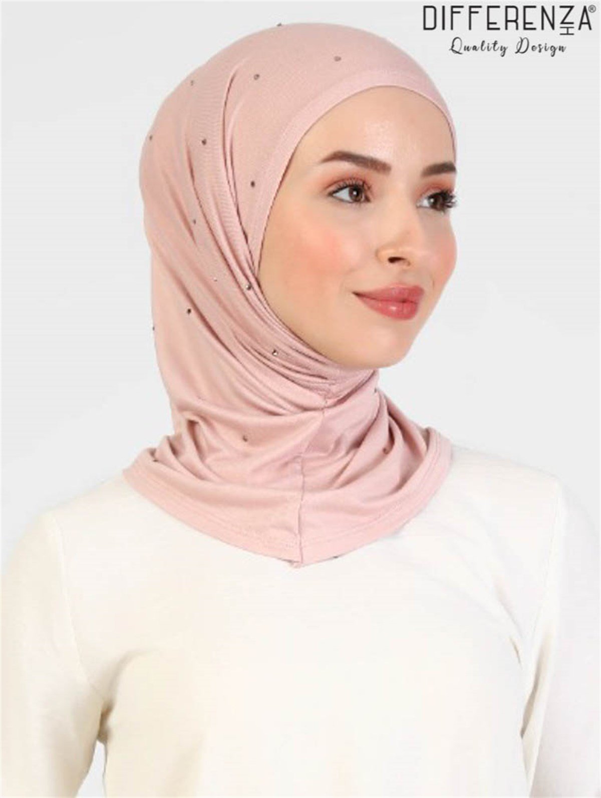 Asya Taşlı Bone-Gümüş Pudra