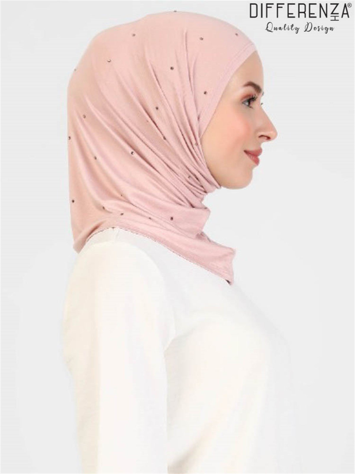 Asya Taşlı Bone-Gümüş Pudra