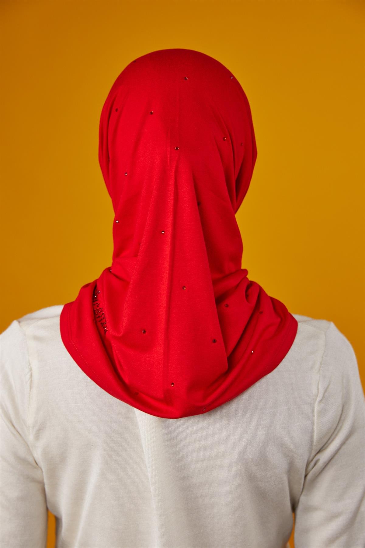 Asya Taşlı Bone-Kırmızı