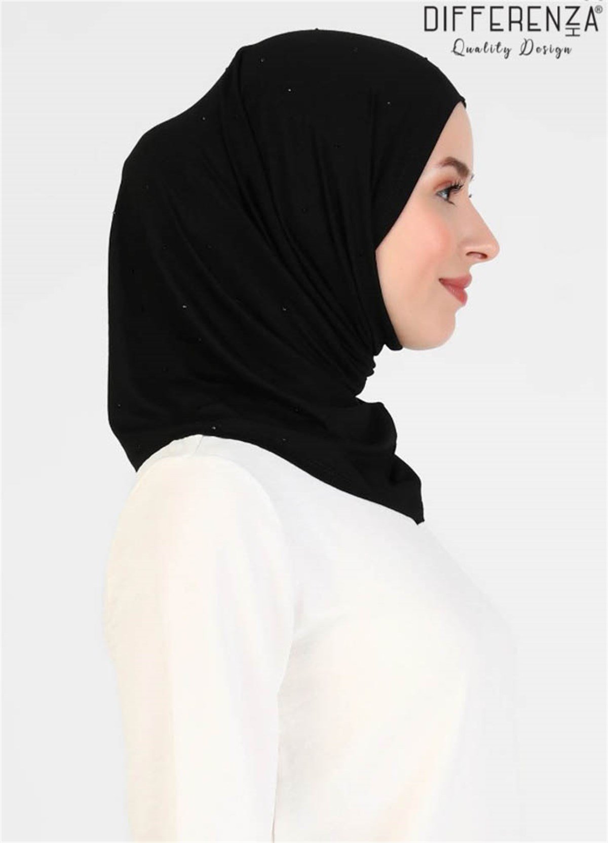 Asya Taşlı Bone-Siyah