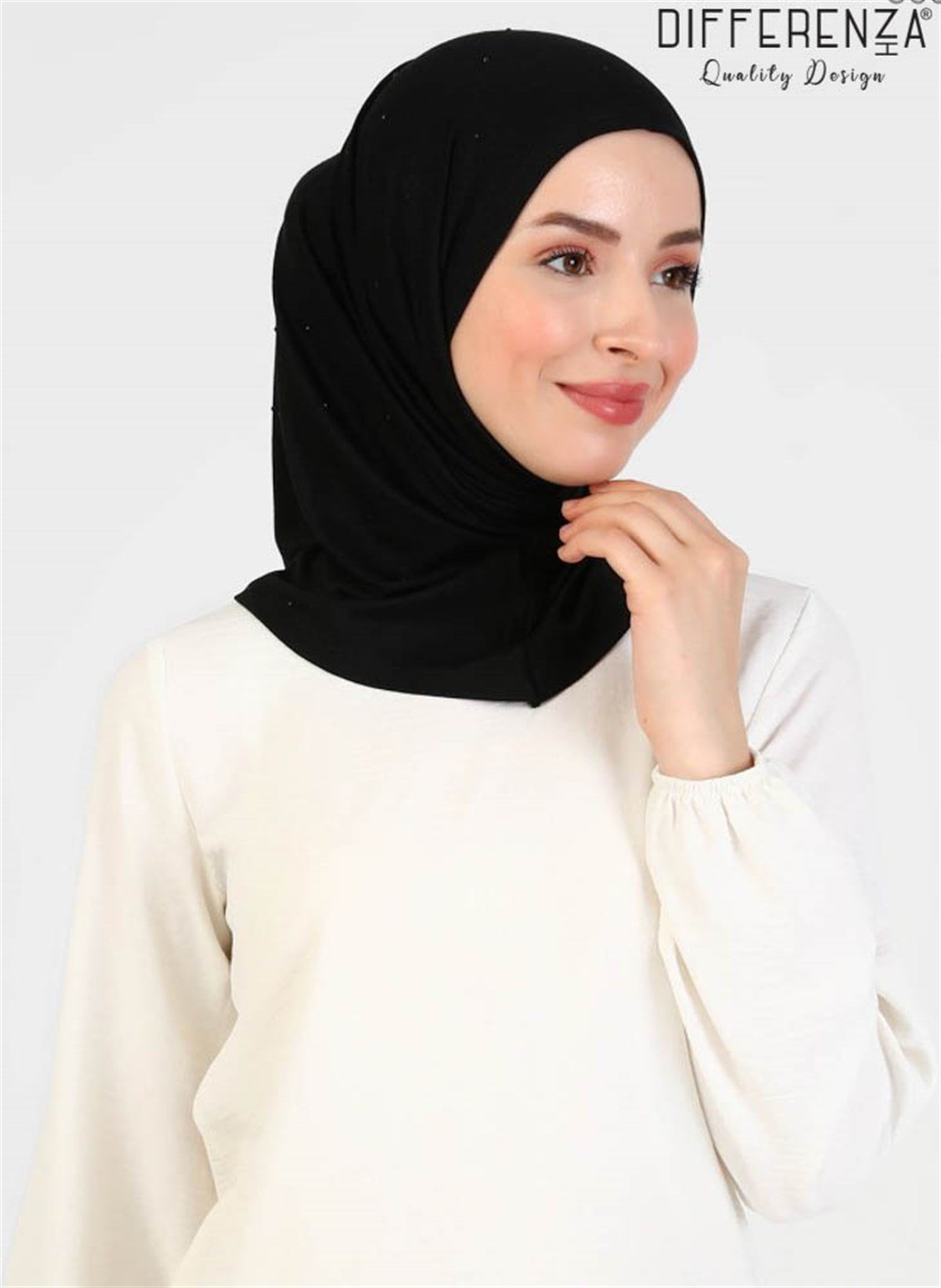 Asya Taşlı Bone-Siyah