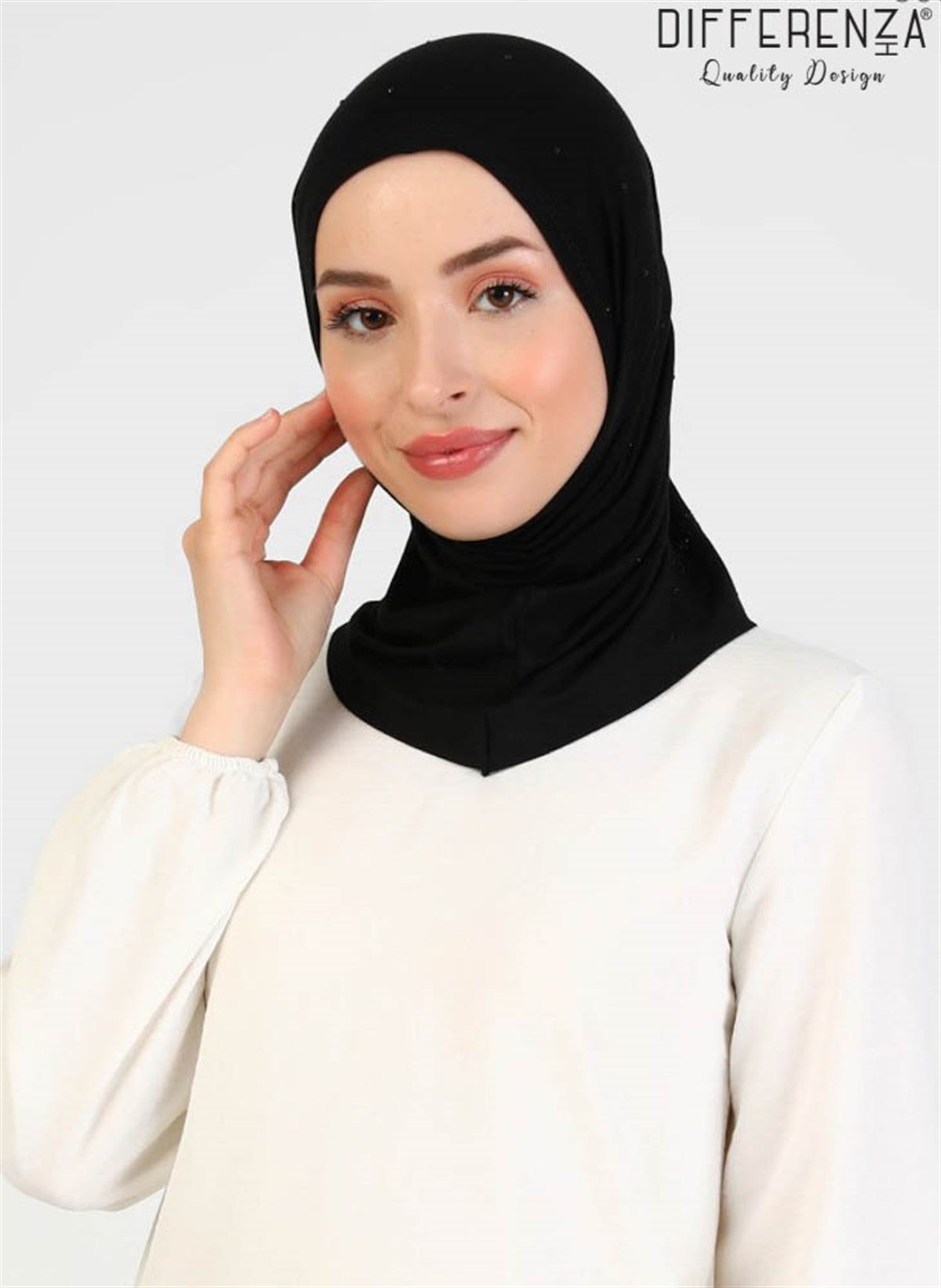 Asya Taşlı Bone-Siyah