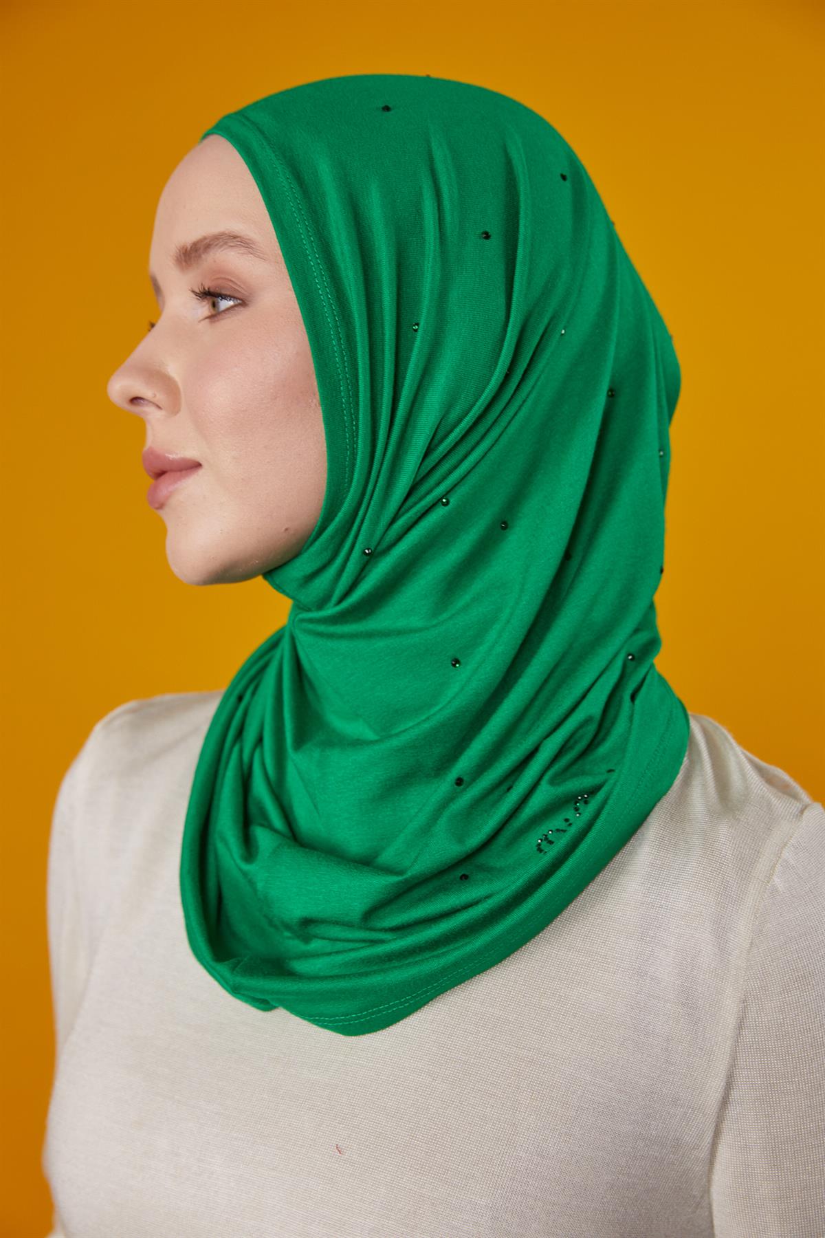 Asya Taşlı Bone-Yeşil