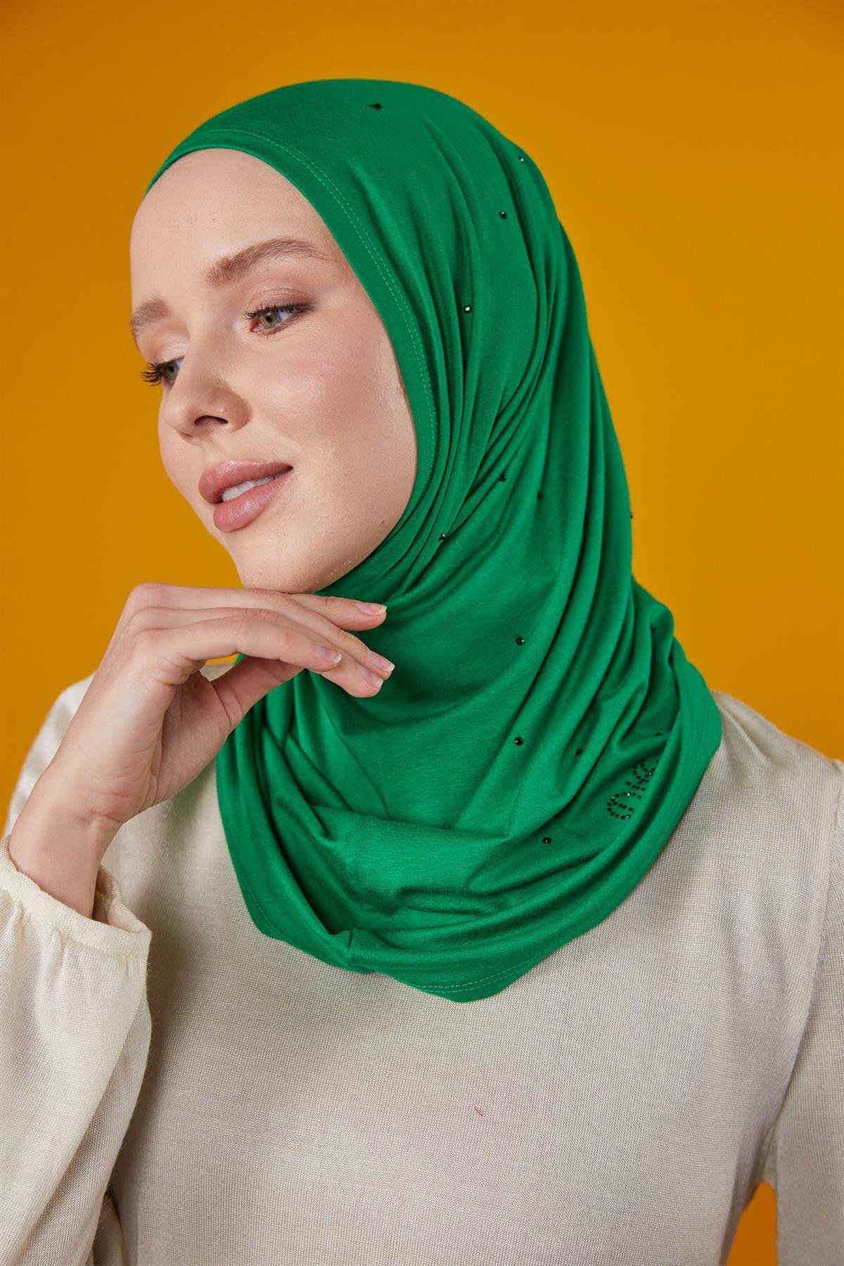 Asya Taşlı Bone-Yeşil