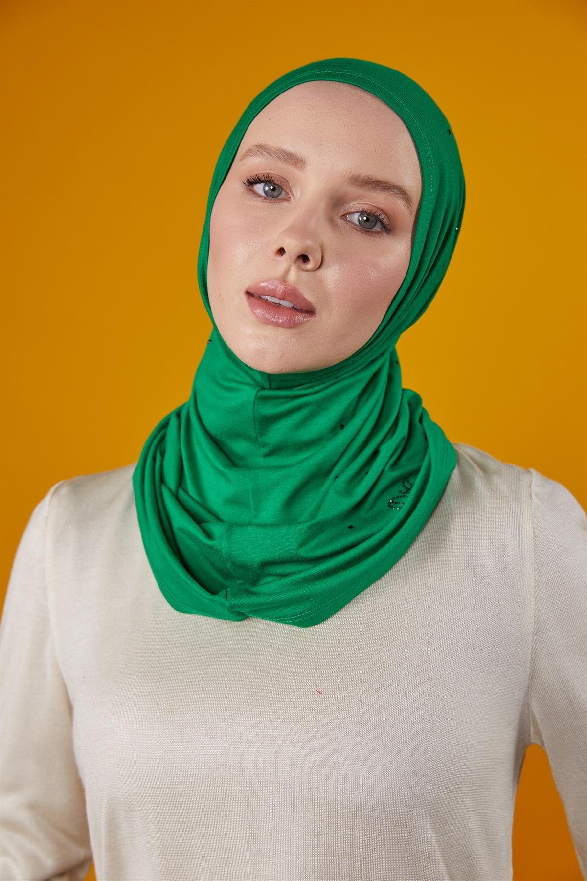 Asya Taşlı Bone-Yeşil