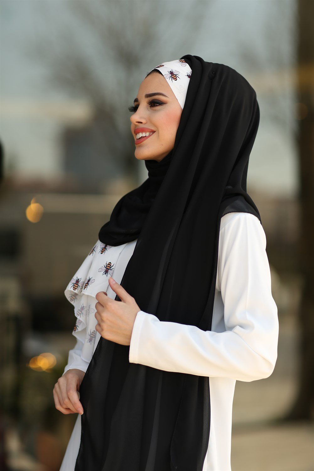 Bal Arısı Şal-Siyah