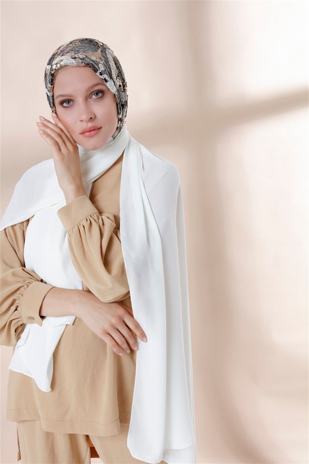 BULUT PAYET ŞAL-Beyaz