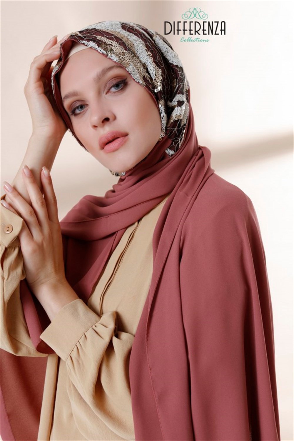 BULUT PAYET ŞAL-Gülkurusu Bej