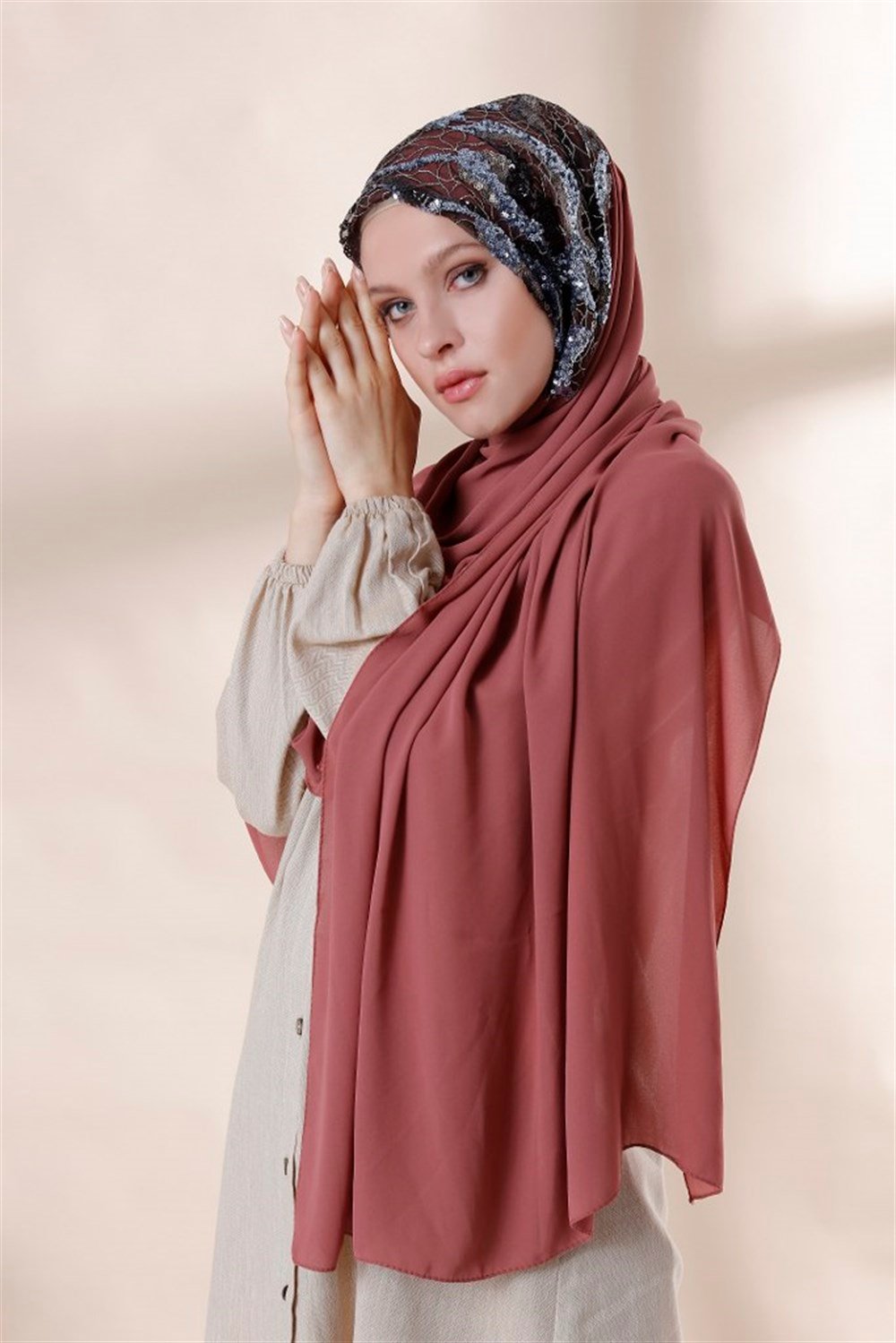 BULUT PAYET ŞAL-Gülkurusu İndigo