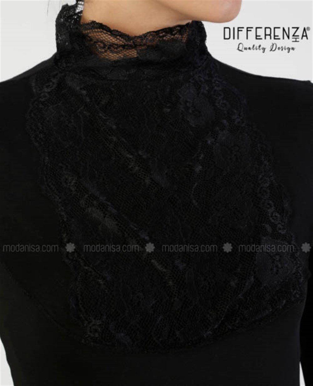 Dantelli Boyunluk-Siyah