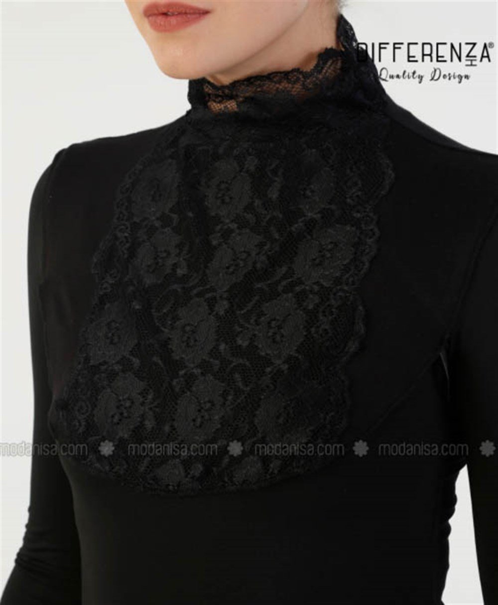 Dantelli Boyunluk-Siyah