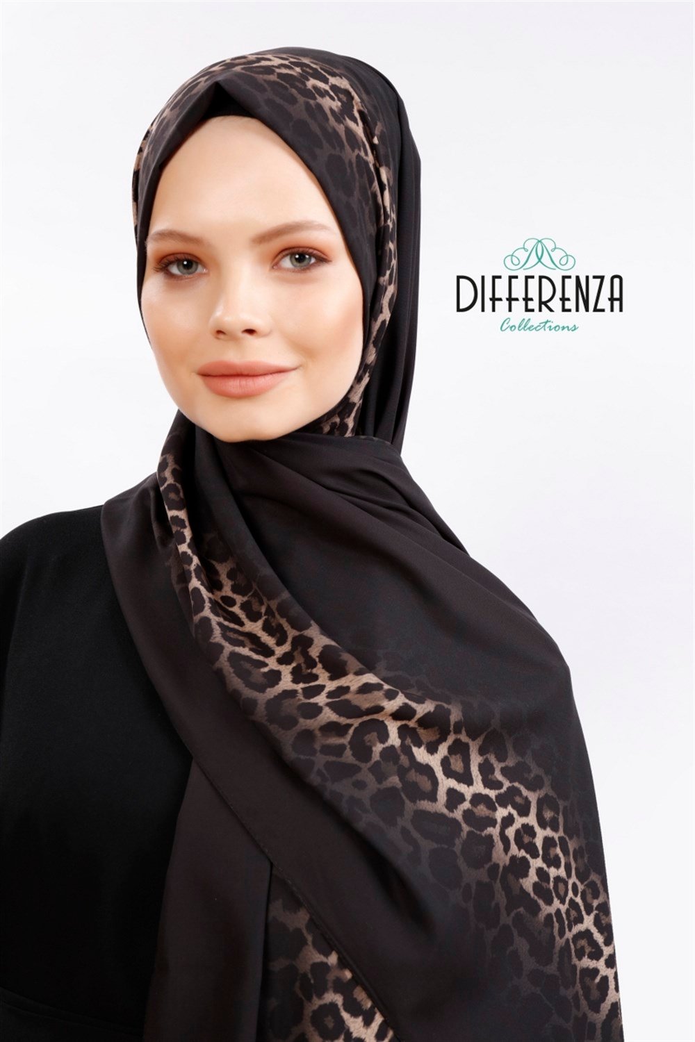 Degrade Leopar Şal - Siyah Gold