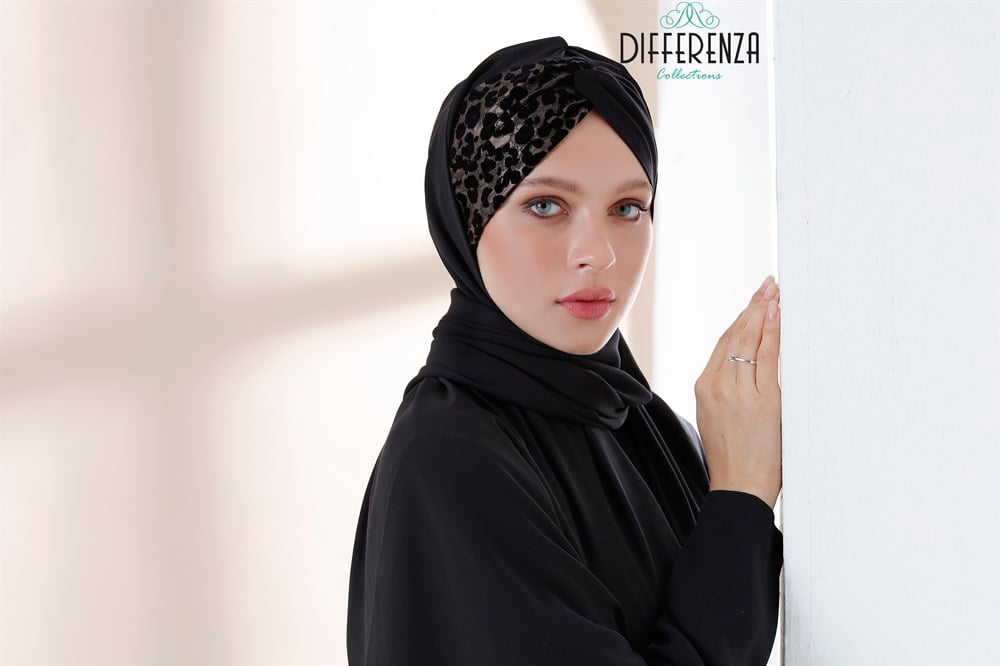 Düğüm Deri Leopar Tek Taraf Şal-Siyah