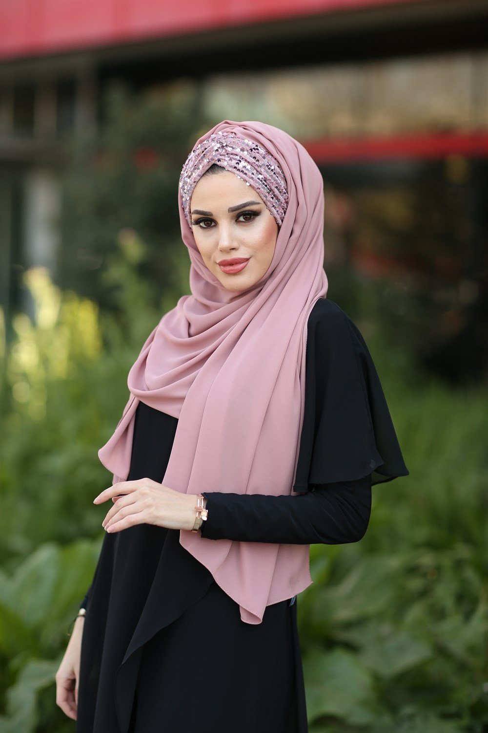 Düğüm Lux Payet Şal -Pudra