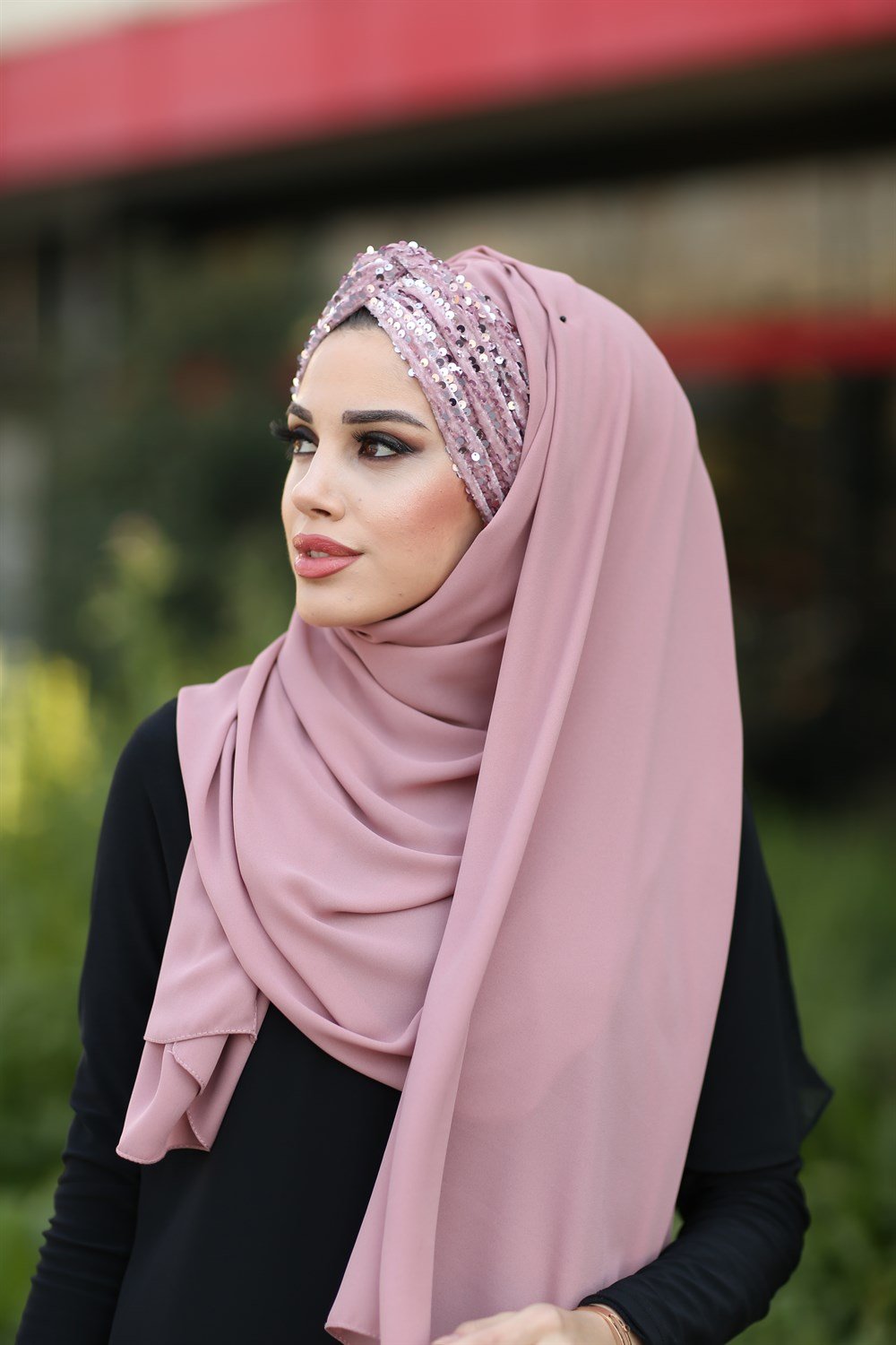 Düğüm Lux Payet Şal -Pudra