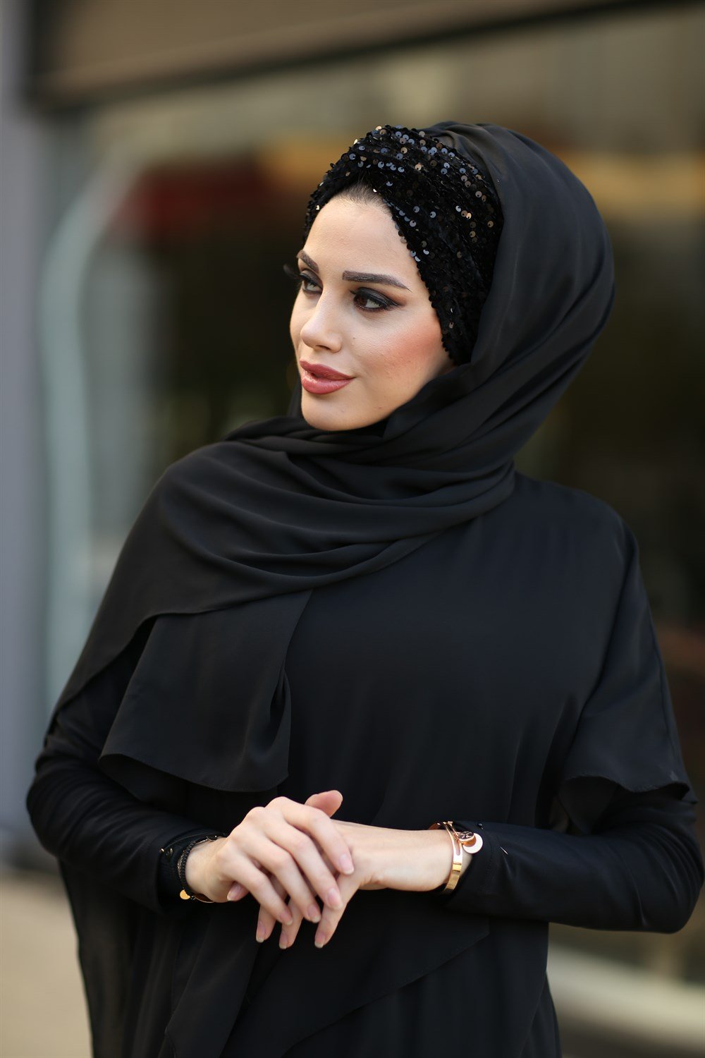 Düğüm Lux Payet Şal -Siyah