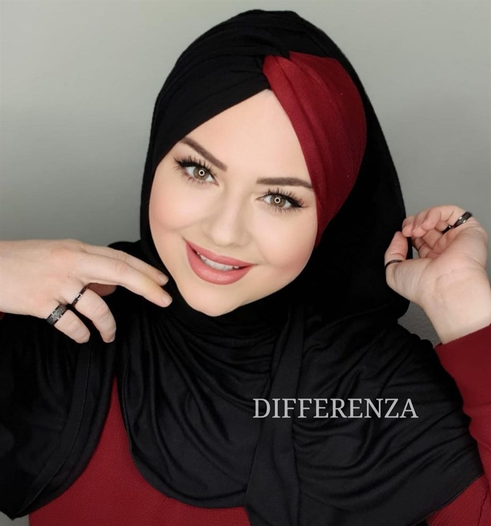 Düğüm Penye Şal - Siyah Bordo